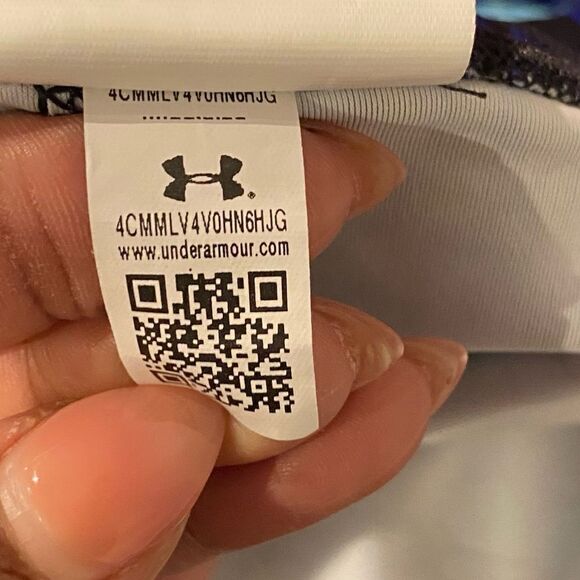 Under Armour Blue/Black Crop Compression Legging Tights Size Large - Picture 6 of 6